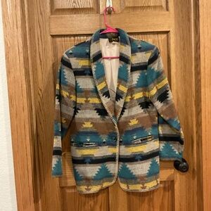Vintage David Paul Southwestern Aztec Knit Blazer Boho Western Jacket M/L
